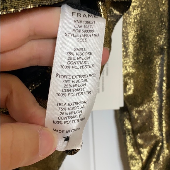 FRAME Gold/Bronze Metallic Smocked Women's Top XS - Picture 6 of 7
